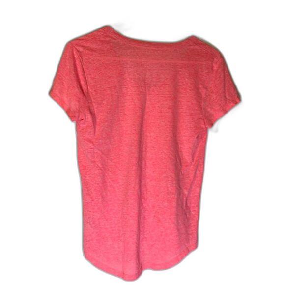Gap Women's Normcore Casual Neon Pink Linen Blnd Round VNeck Short Sleeve Tee XS - Picture 3 of 3